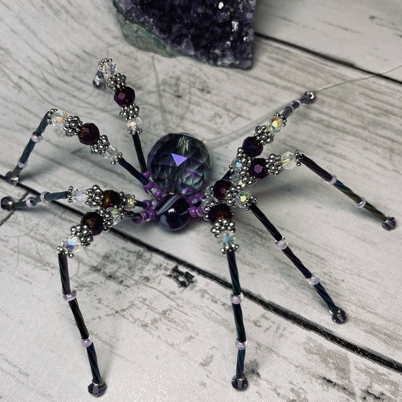 Hand Crafted Glass Crystal Prism And Purple Crazy Laced Agate S… - Picture 8 of 15